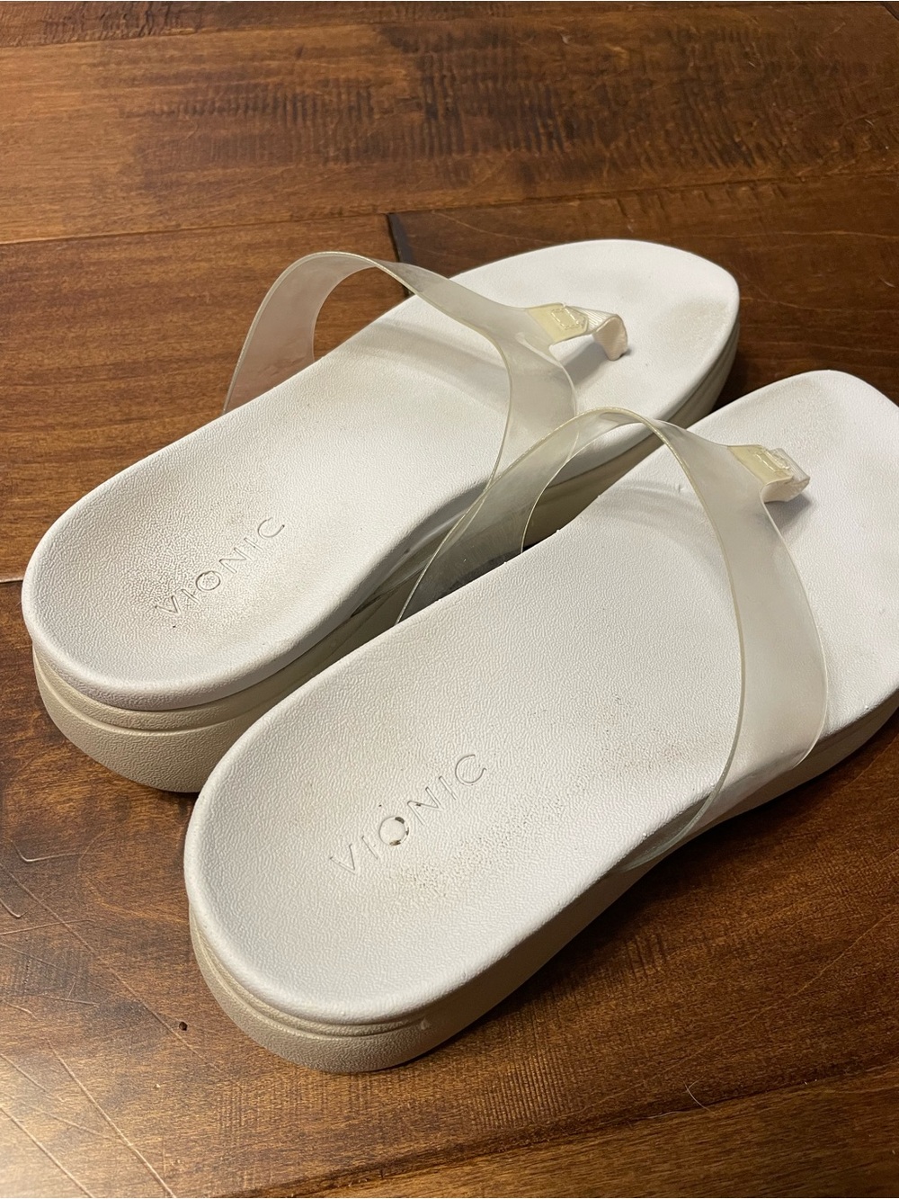 VIONIC Luminous white clear thong platform slip on sandals Size 8 - Picture 2 of 4